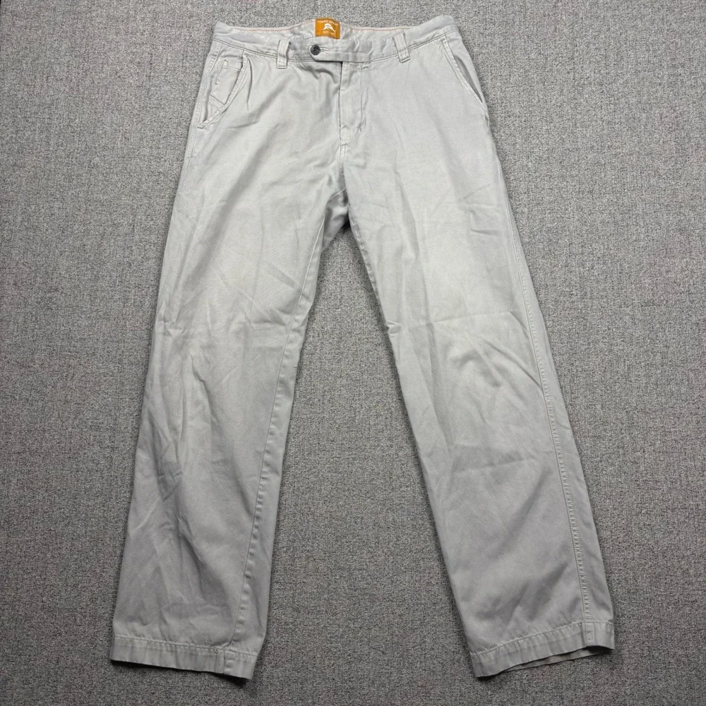 Tommy Bahama Pants Mens 34 Boracay Straight Gray Pima Cotton Chino 34x31